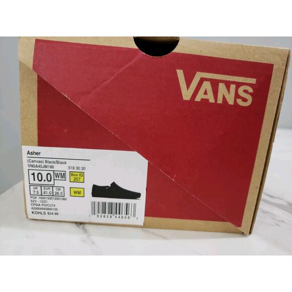 NEW SIZE 10 - Vans Women's Asher Slip-On Sneaker Canvas Solid Black on Black - Picture 5 of 6